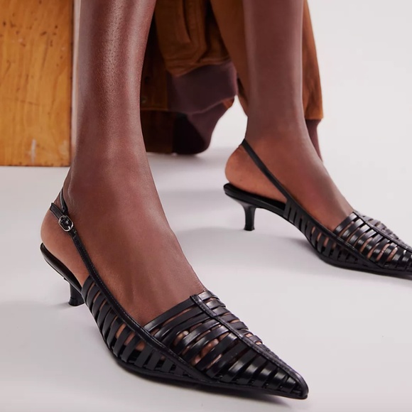 Jeffrey Campbell Uncaged Slingback Black Kitten Heel - Picture 1 of 5
